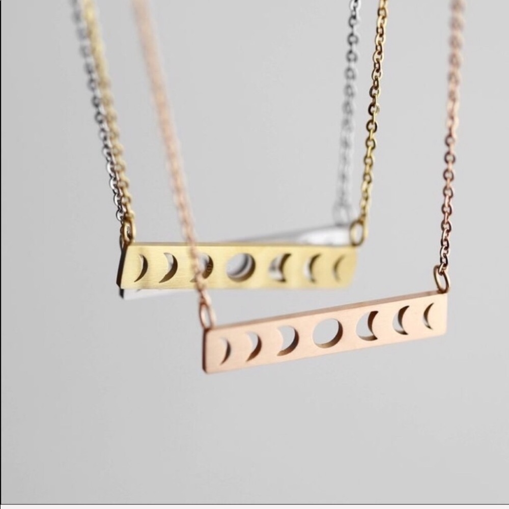 LAST ONE Rose Gold Phases of Moon Necklace - Picture 4 of 8